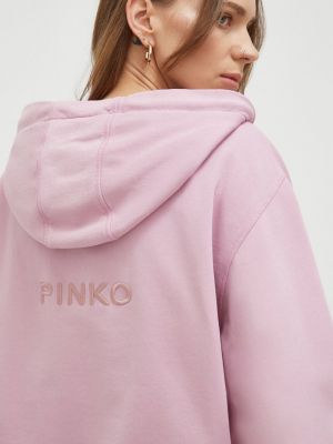 Розовый хлопковый свитер с капюшоном с аппликацией Pinko