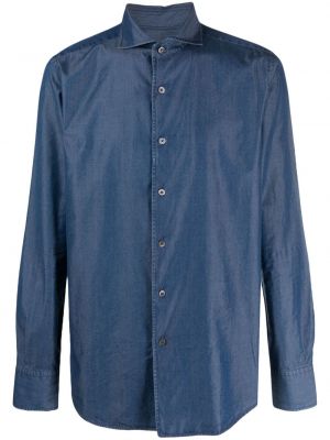 Bavlnená košeľa Canali modrá