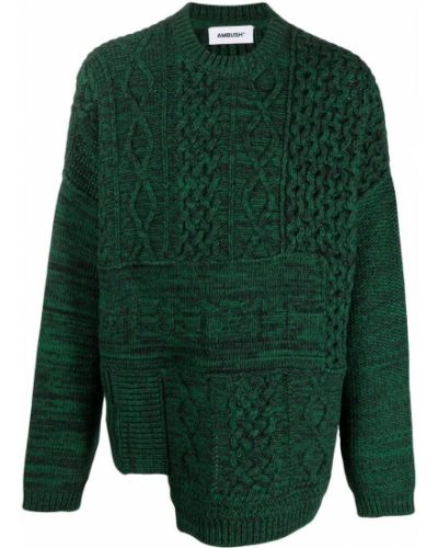 Плетен пуловер Ambush зелено