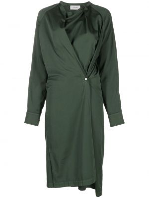 Ασύμμετρη βαμβακερή μίντι φόρεμα Lemaire πράσινο