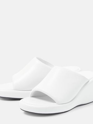 Кожени сандали с клин ток Balenciaga бяло