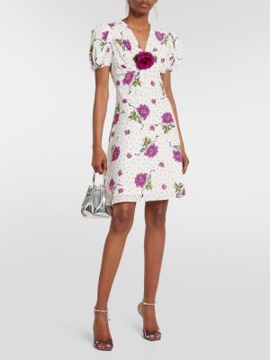 Svilena obleka s cvetličnim vzorcem s aplikacijami Rodarte