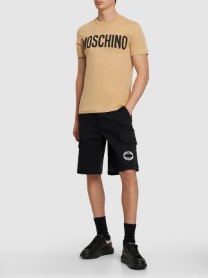 Džerzej bavlnené tričko s potlačou Moschino béžová
