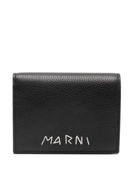 Kožená peněženka s výšivkou Marni černá