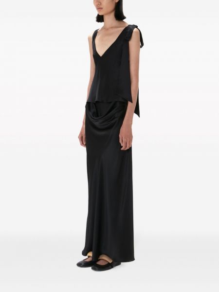 Drapované hedvábné dlouhá sukně Jw Anderson černé