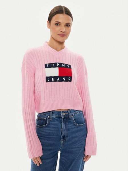 Pull large Tommy Jeans rose