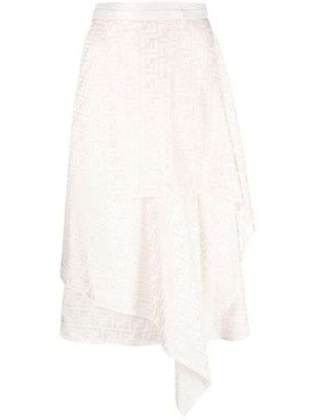 Suknja s printom s draperijom Fendi bijela