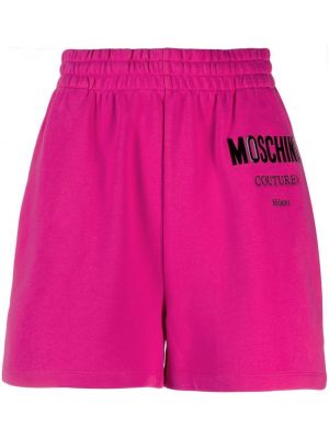 Pantaloncini sportivi con stampa Moschino rosa