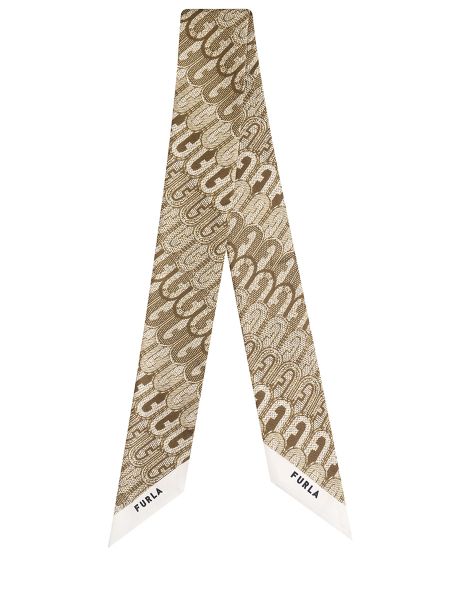 Шелковый шарф с принтом Furla коричневый