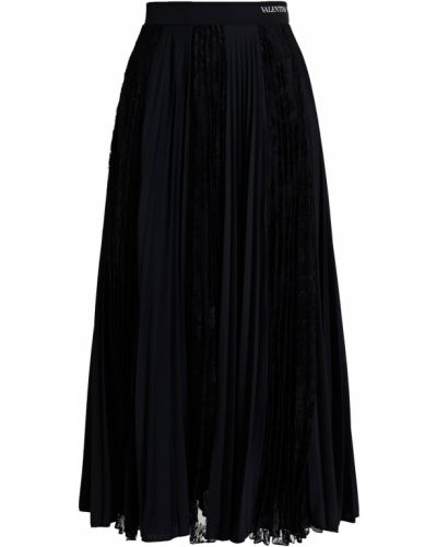 Кружевная сатиновая плиссированная юбка миди Valentino