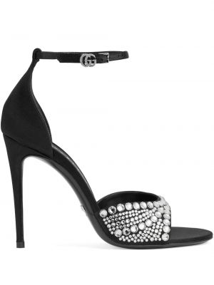 Sandales à imprimé en cristal Gucci noir