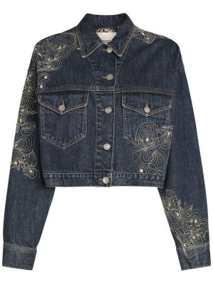 Haftowana kurtka jeansowa Isabel Marant niebieska