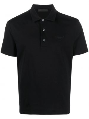 Памучна поло тениска Prada черно