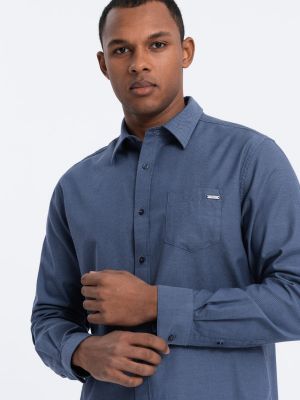 Βαμβακερό πουκάμισο με τσέπες Ombre μπλε