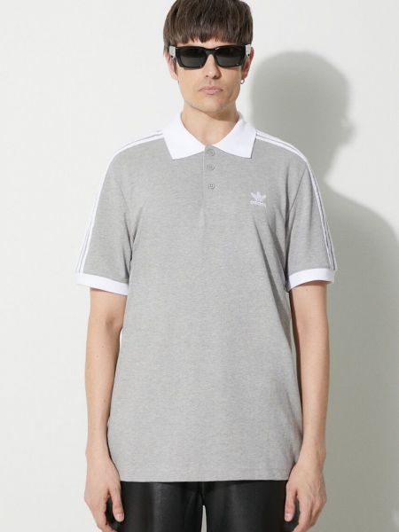 Polo majica s črtami Adidas Originals siva