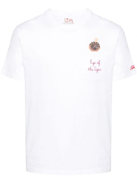 Βαμβακερή μπλούζα με κέντημα Mc2 Saint Barth λευκό