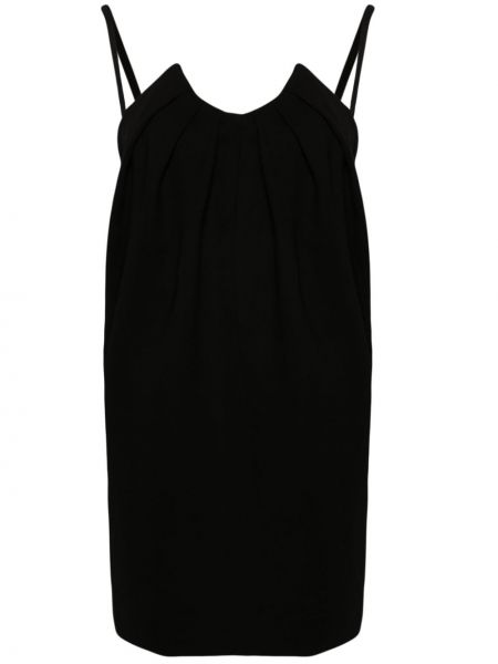 Drapované hedvábné koktejlové šaty Del Core černé