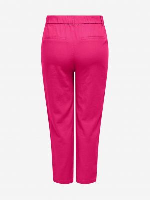 Lněné kalhoty Only Carmakoma růžové