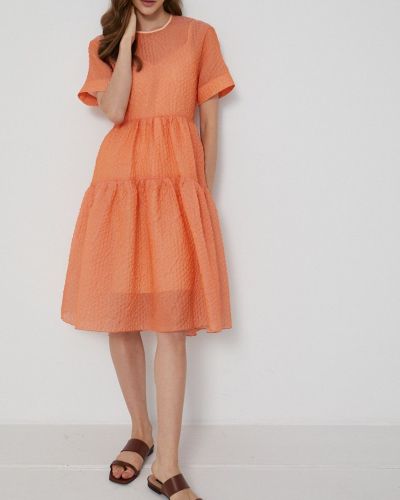 Šaty Victoria Victoria Beckham oranžová barva, mini, áčkové