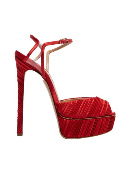 Sandales en satin plissées Casadei rouge