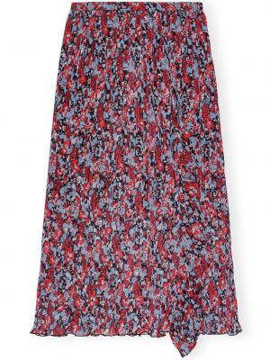 Plisirana midi suknja s cvjetnim printom s printom Ganni crvena