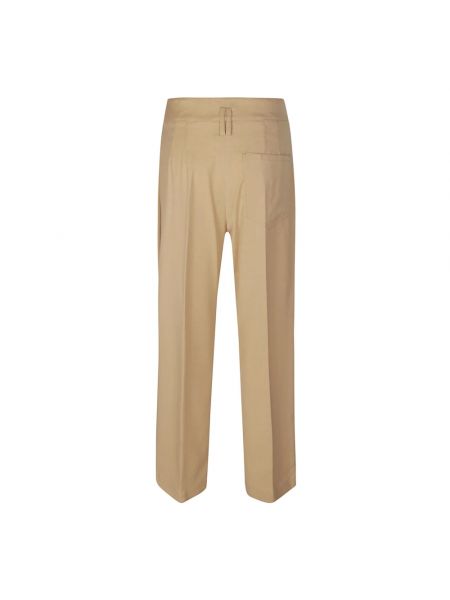 Pantalones rectos de lana de crepé Momoni beige