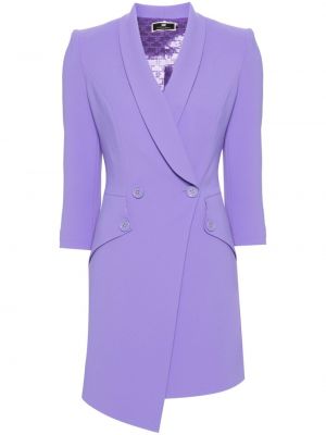 Asimetrična mini obleka iz krep tkanine Elisabetta Franchi vijolična