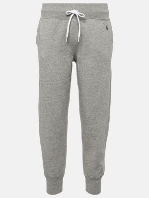Pantaloni tuta di cotone in jersey Polo Ralph Lauren grigio