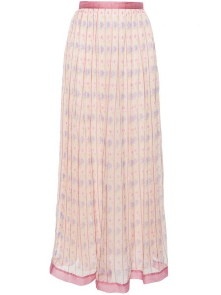 Plisirani suknja s prorezom od šifona Luisa Beccaria ružičasta