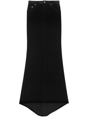 Zamatová sukňa Saint Laurent čierna
