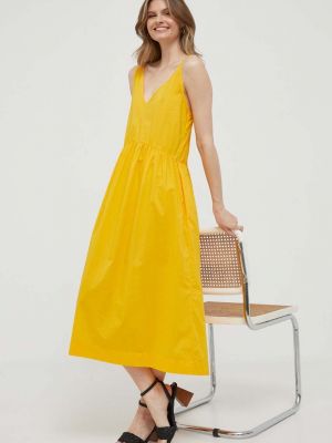 Sukienka midi bawełniana United Colors Of Benetton żółta