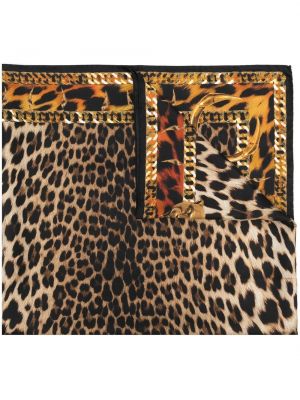 Leopard trykt skjerf Roberto Cavalli brun