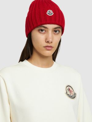 Bonnet en laine en tricot Moncler rouge