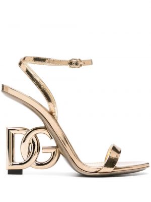 Кожени сандали Dolce & Gabbana златисто