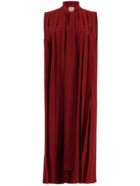 Плисирана копринена рокля Paula червено