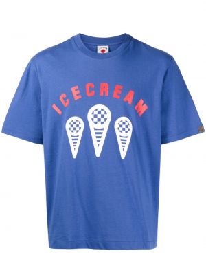 Памучна тениска с принт Icecream синьо