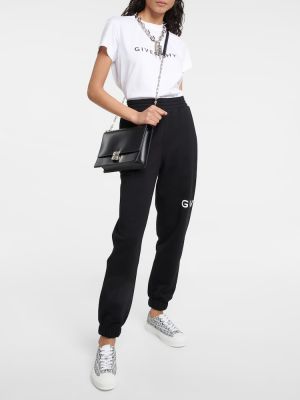 Pantaloni sport din bumbac din jerseu Givenchy negru