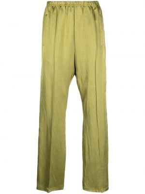 Копринени ленени прав панталон Paura зелено