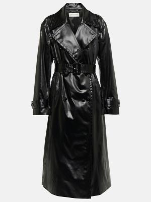 Kožený dlouhý kabát Dries Van Noten - černá