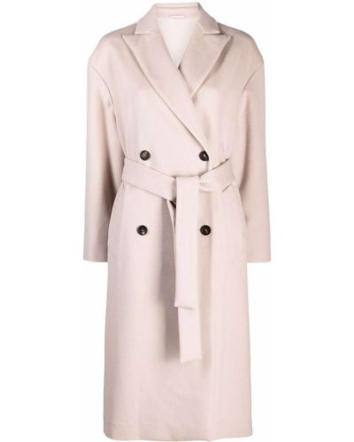 Μάλλινο παλτό κασμίρ Brunello Cucinelli ροζ