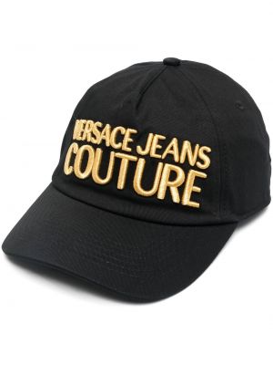 Șapcă cu broderie Versace Jeans Couture negru