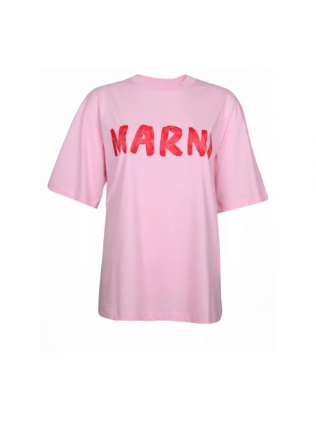 Koszulka bawełniana Marni różowa