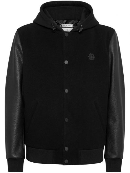 Duga jakna s kapuljačom Philipp Plein crna