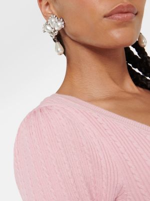 Bavlněné midi šaty Alessandra Rich růžové