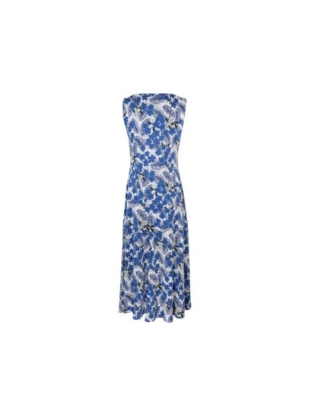 Sukienka midi bez rękawów w kwiatki Max Mara niebieska