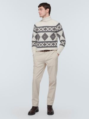 Žakarda kašmira džemperis ar augstu apkakli Brunello Cucinelli balts