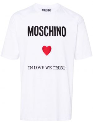 Bombažna majica z vezenjem Moschino