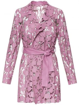 Trenchcoat med mönster i blommigt i spets Oscar De La Renta rosa