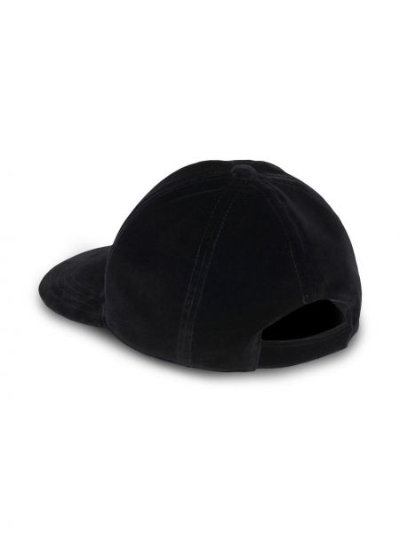 Aksamitna haftowana czapka z daszkiem Miu Miu czarna