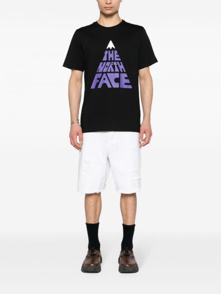Kokvilnas t-krekls ar apdruku The North Face melns